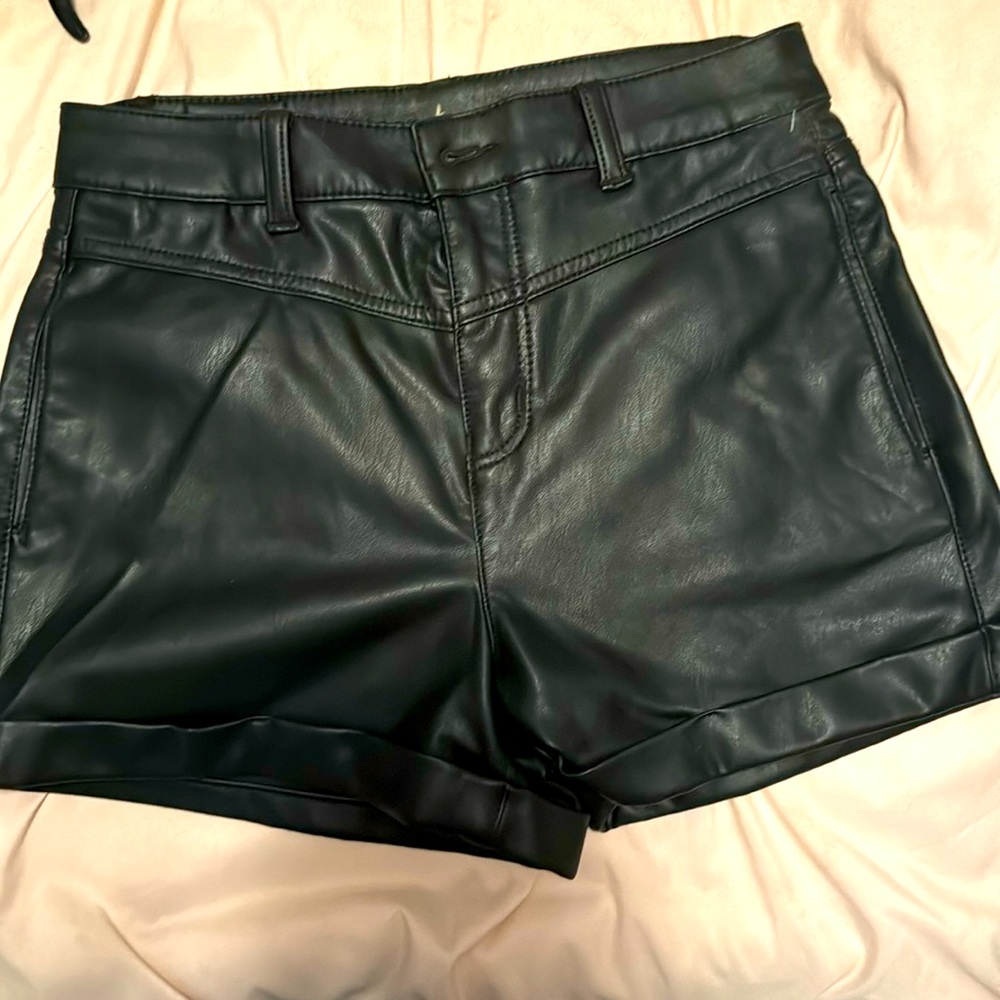American Eagle Black Leather Shorts